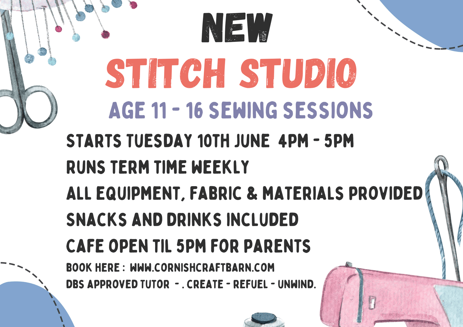 Kid's sewing Cornish Craft Barn Learn to sew Children