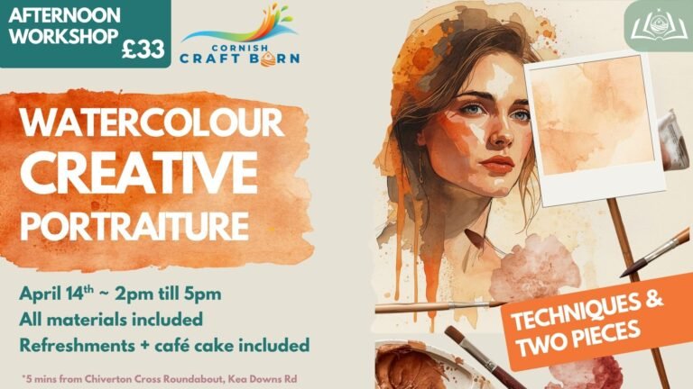 Creative Watercolour Portraits workshop at Cornish Craft Barn 14 April 2026