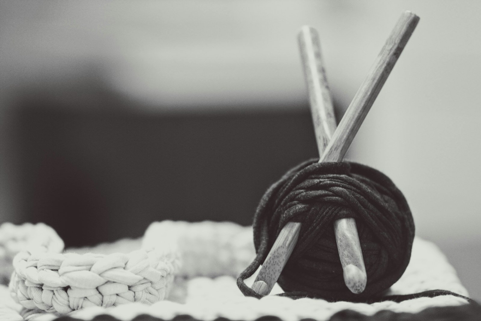 Crocheting with a hook and yarn