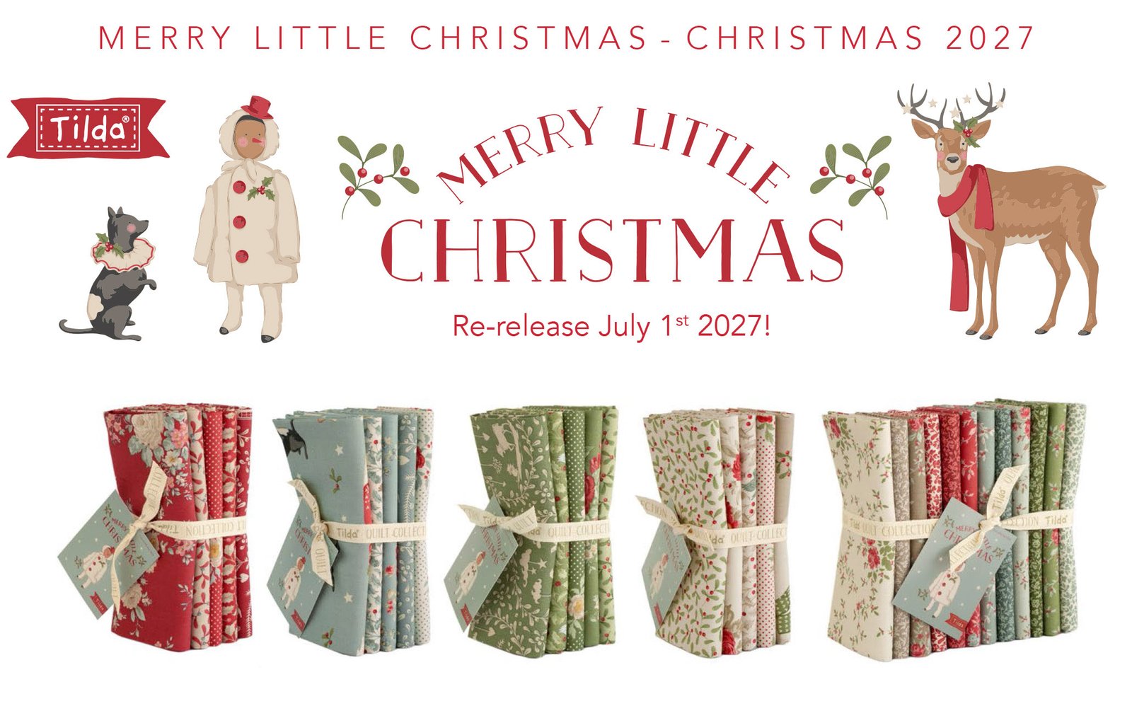 Tilda Merry Little Christmas fabric collection, re-released 1 July 2027