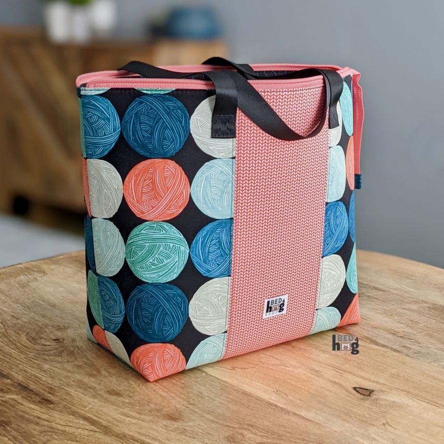 Yarnbomber bag sewn at Cornish Craft Barn workshop