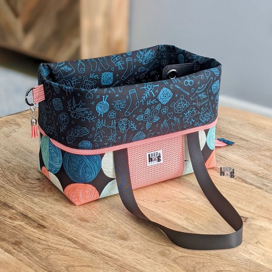 Yarnbomber bag sewn at Cornish Craft Barn workshop