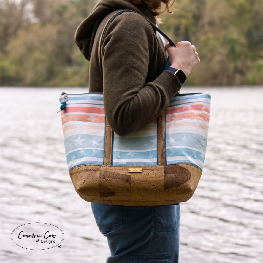 Yarnbomber bag sewn at Cornish Craft Barn workshop