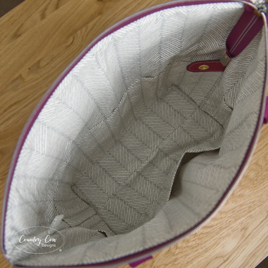 Yarnbomber bag sewn at Cornish Craft Barn workshop